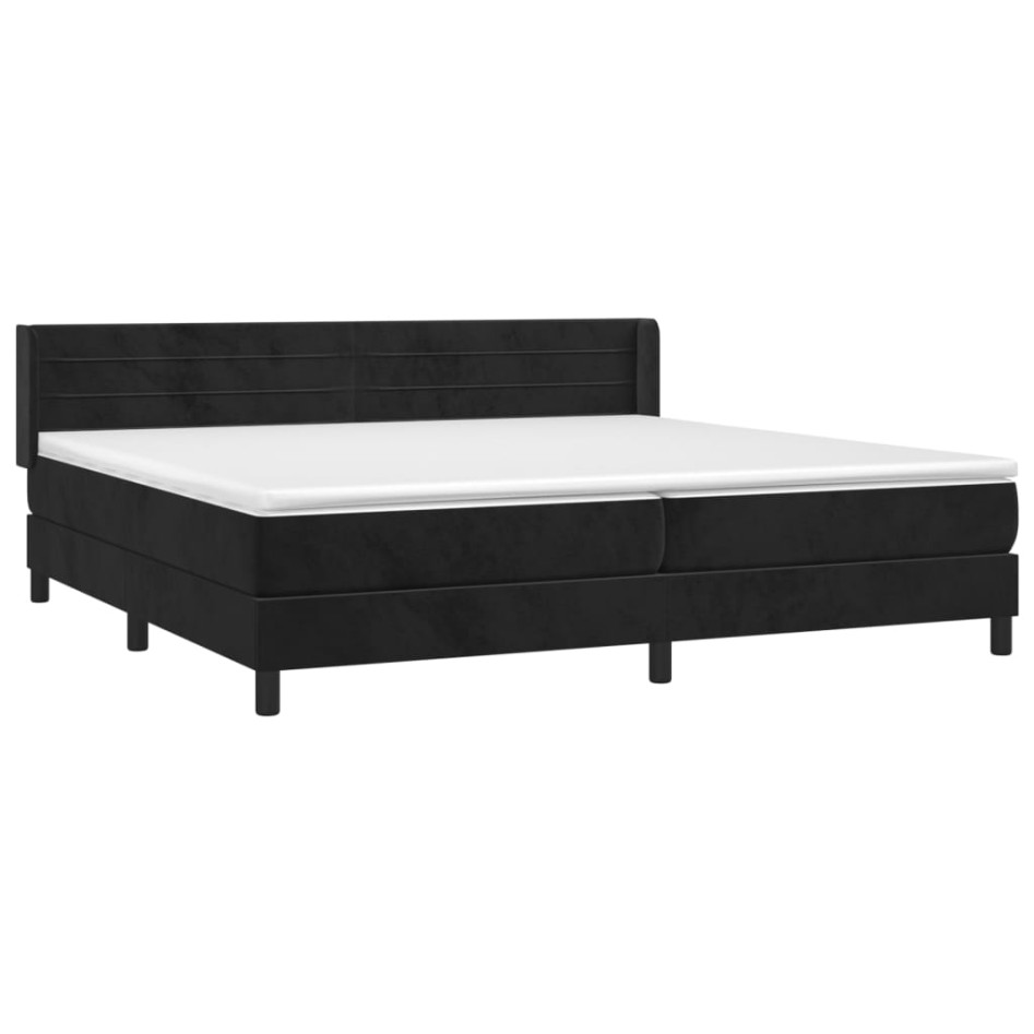 Cama box spring con colchón terciopelo negro 200x200
