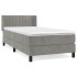 Cama box spring con colchón terciopelo gris claro 90x190