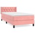 Cama box spring con colchón terciopelo rosa 80x200