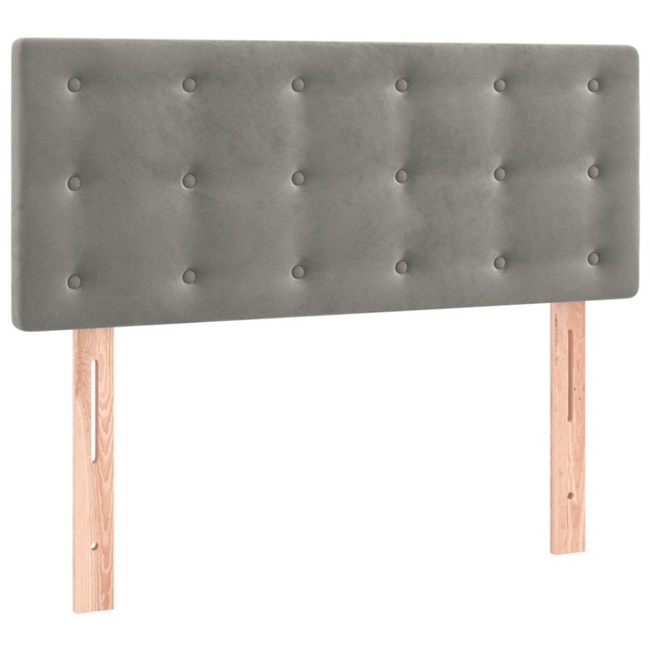 Cama box spring con colchón terciopelo gris claro 90x190