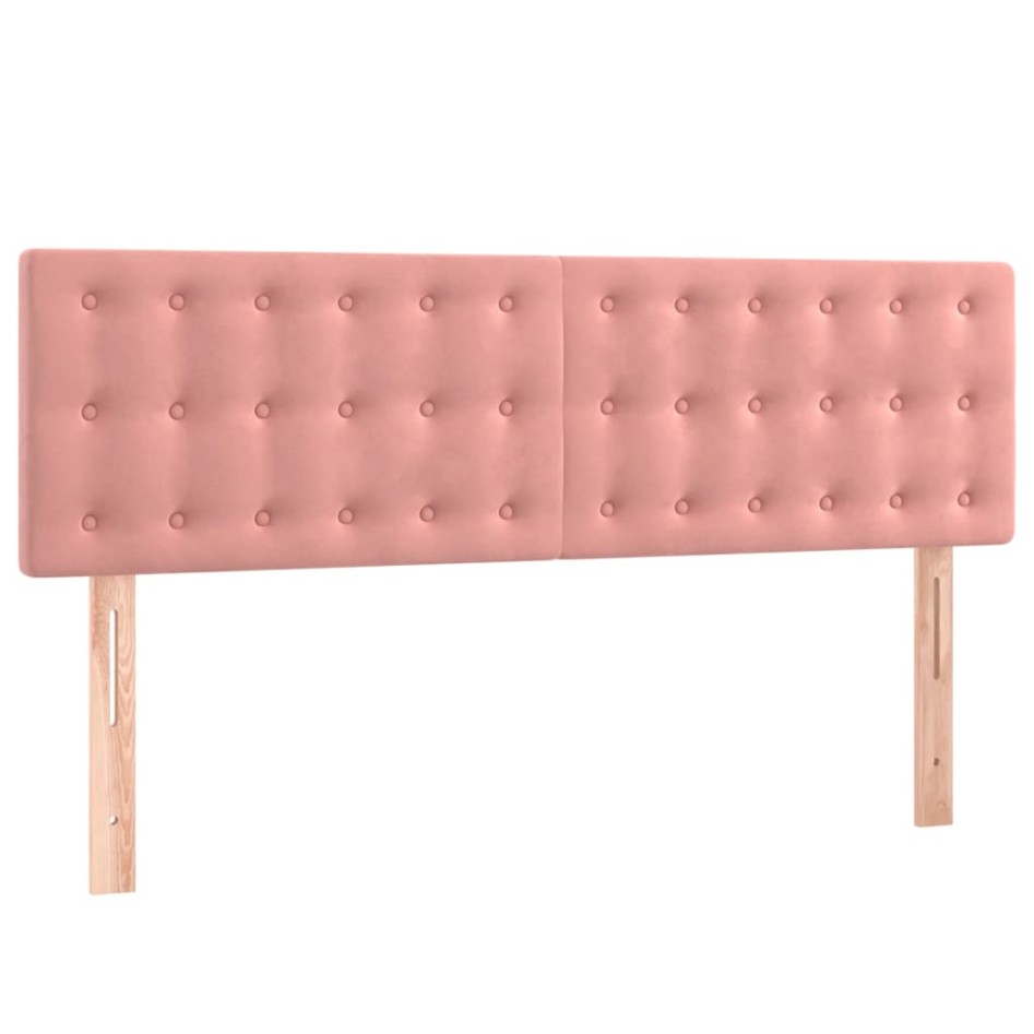 Cama box spring con colchón terciopelo rosa 140x190