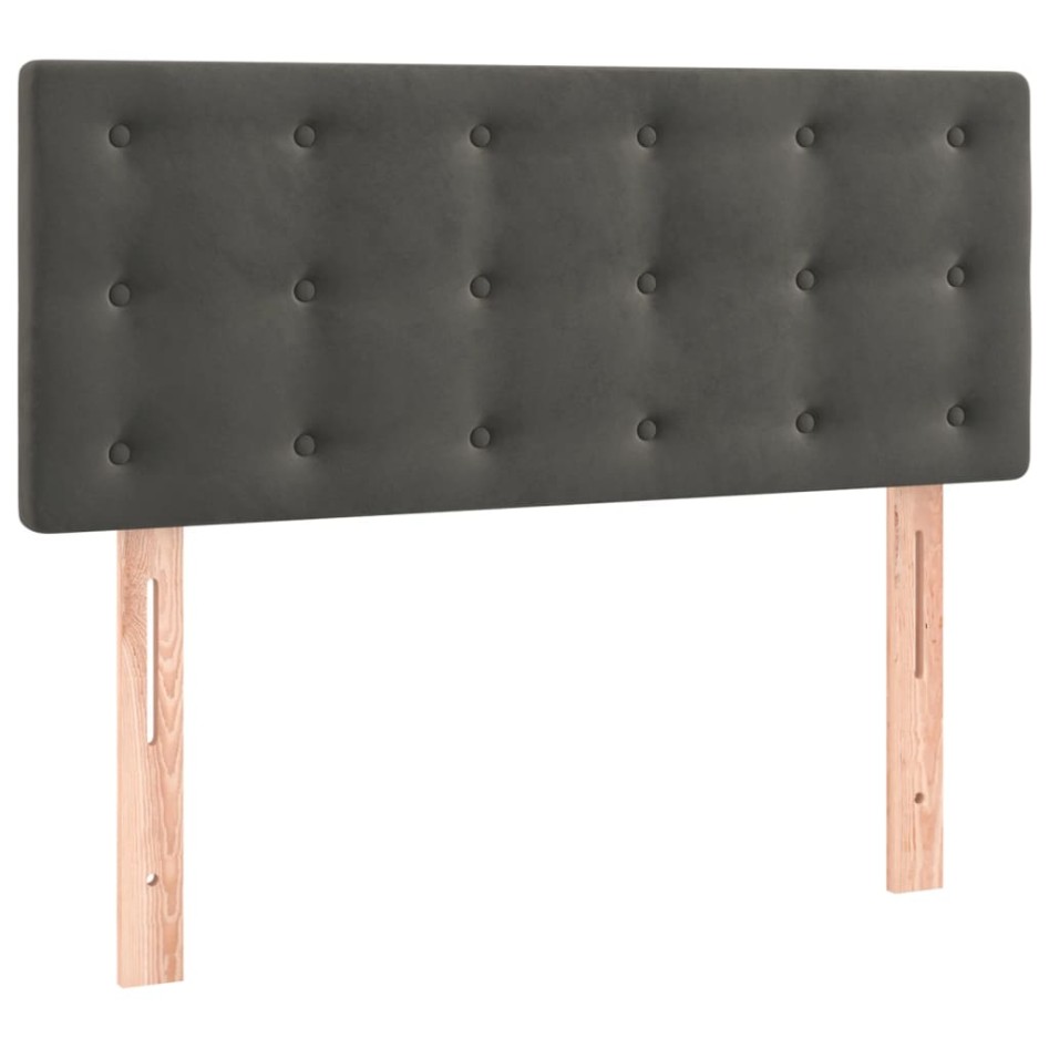 Cama box spring con colchón terciopelo gris oscuro 90x200