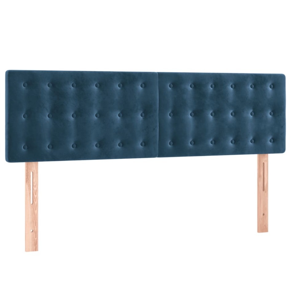 Cama box spring con colchón terciopelo azul oscuro 140x190