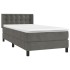 Cama box spring con colchón terciopelo gris oscuro 100x200