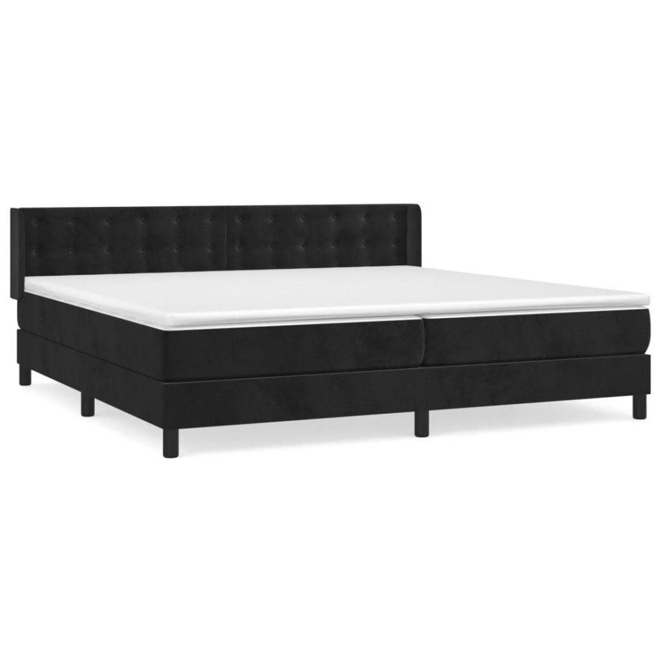 Cama box spring con colchón terciopelo negro 200x200