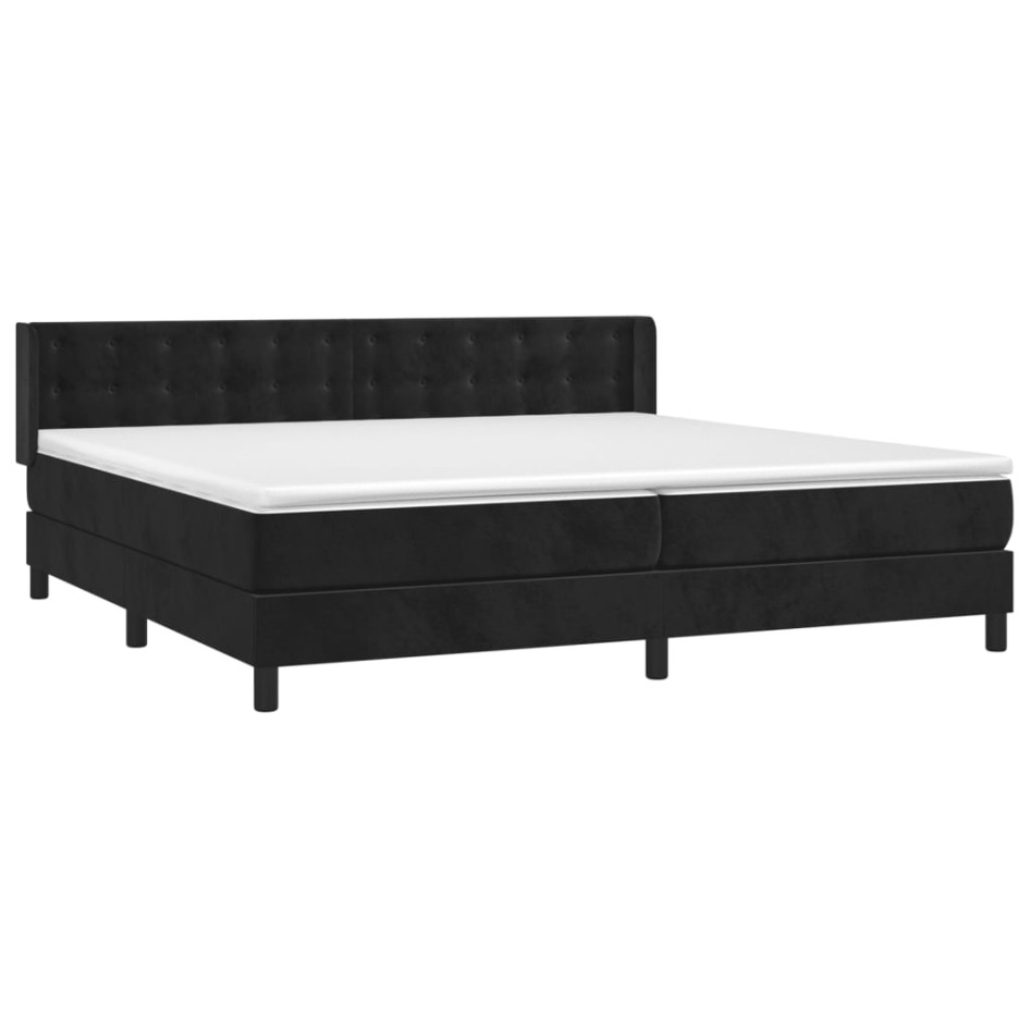 Cama box spring con colchón terciopelo negro 200x200