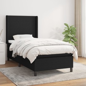 Cama box spring con colchón tela negro 90x190