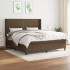Cama box spring con colchón tela marrón oscuro 180x200