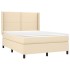 Cama box spring con colchón tela color crema 140x200
