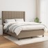Cama box spring con colchón tela gris taupe 140x190