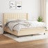 Cama box spring con colchón tela color crema 160x200