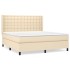 Cama box spring con colchón tela color crema 160x200