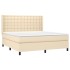 Cama box spring con colchón tela color crema 160x200