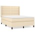 Cama box spring con colchón tela color crema 140x200