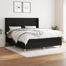 Cama box spring con colchón tela negro 160x200