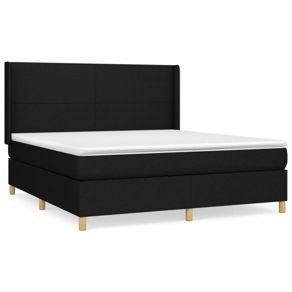 Cama box spring con colchón tela negro 160x200