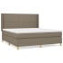 Cama box spring con colchón tela gris taupe 160x200