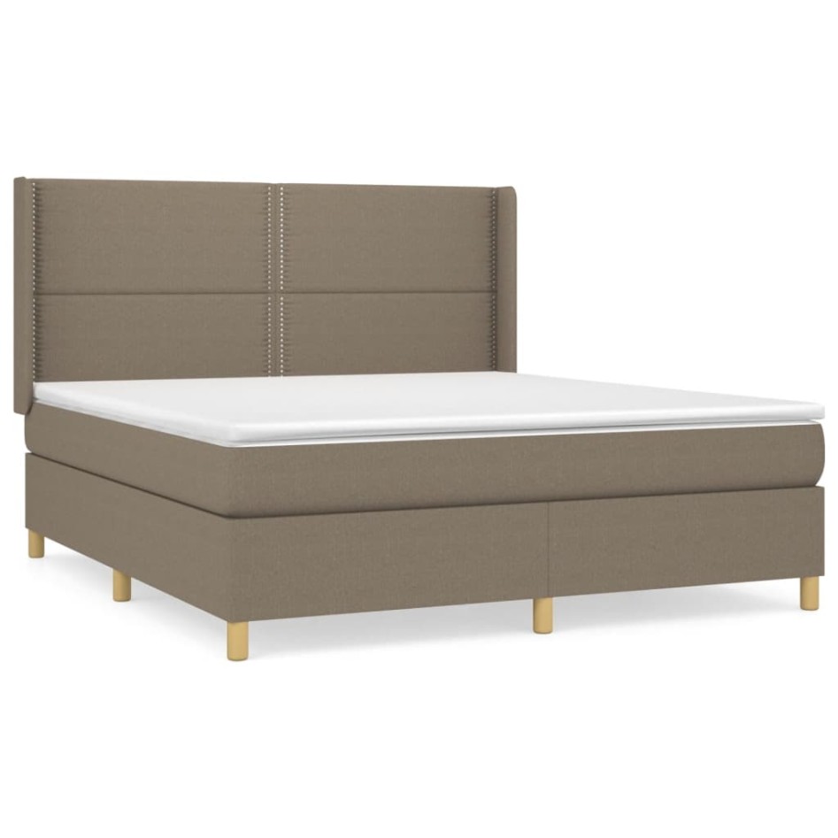 Cama box spring con colchón tela gris taupe 160x200