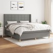 Cama box spring con colchón tela gris oscuro 160x200 cm