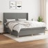 Cama box spring con colchón tela gris oscuro 160x200