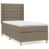 Cama box spring con colchón tela gris taupe 80x200