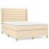 Cama box spring con colchón tela color crema 140x190