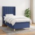 Cama box spring con colchón tela azul 100x200