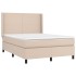 Cama box spring con colchón cuero sintético capuchino