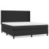 Cama box spring con colchón cuero sintético negro 160x200