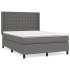 Cama box spring con colchón cuero sintético gris 140x200