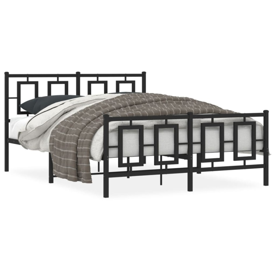 Estructura de cama cabecero y estribo metal negro 135x190