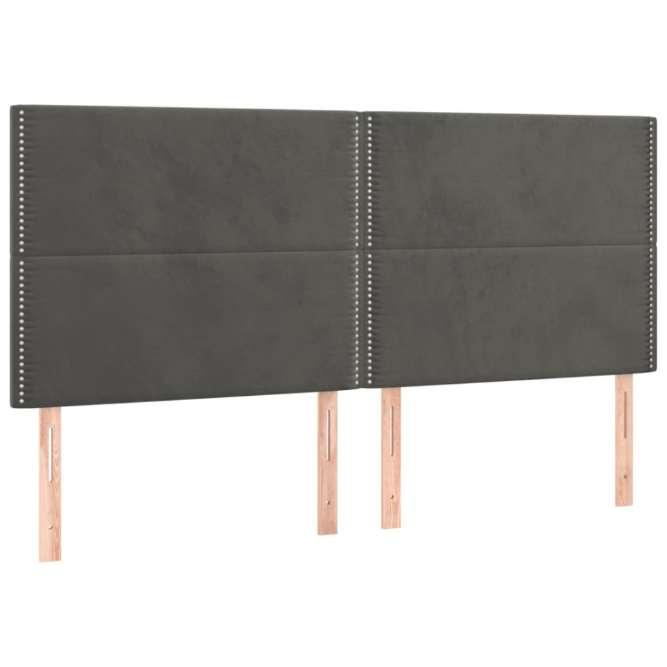 Cama box spring con colchón terciopelo gris oscuro 180x200