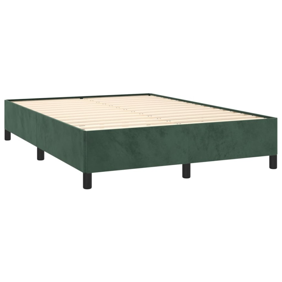Cama box spring con colchón terciopelo verde oscuro 140x190