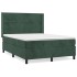 Cama box spring con colchón terciopelo verde oscuro 140x200