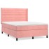 Cama box spring con colchón terciopelo rosa 140x200