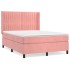 Cama box spring con colchón terciopelo rosa 140x190