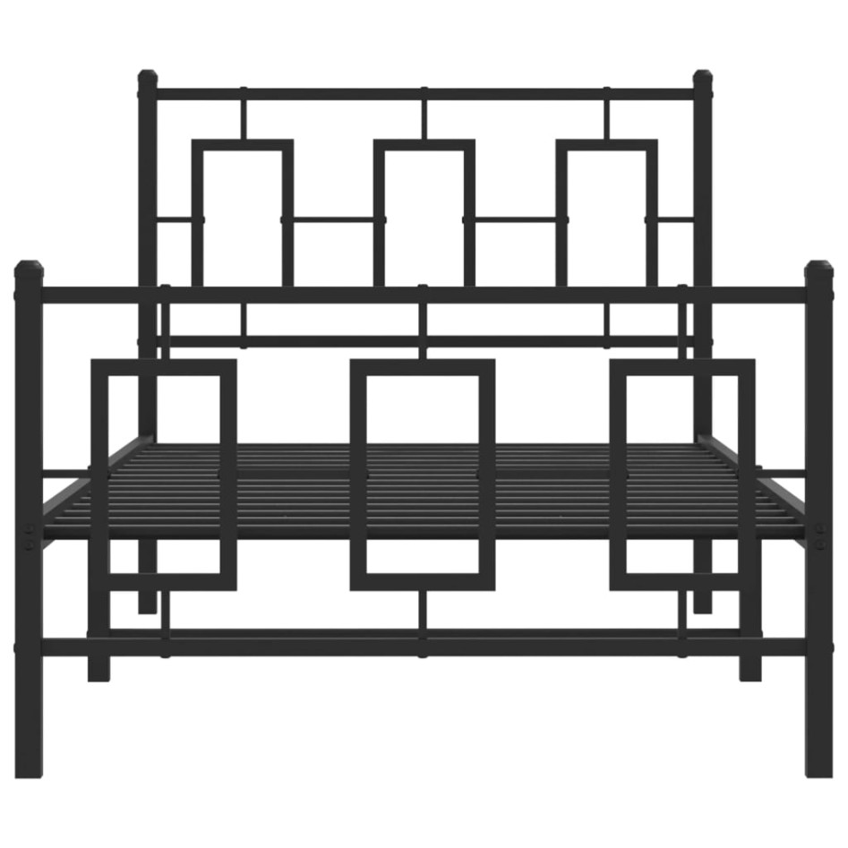 Estructura de cama con cabecero y estribo metal negro 90x190
