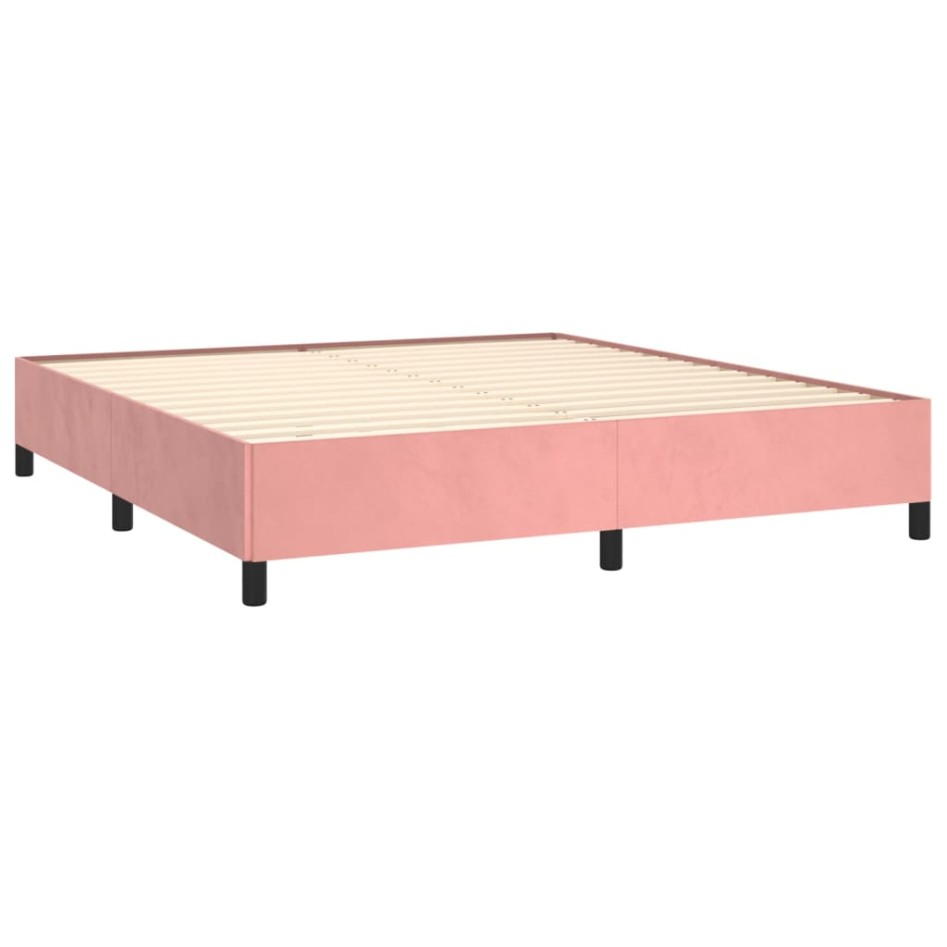 Cama box spring con colchón terciopelo rosa 160x200