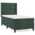 Cama box spring con colchón terciopelo verde oscuro 90x200
