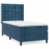 Cama box spring con colchón terciopelo azul oscuro 80x200