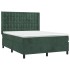 Cama box spring con colchón terciopelo verde oscuro 140x190