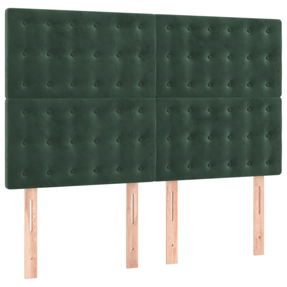 Cama box spring con colchón terciopelo verde oscuro 140x190