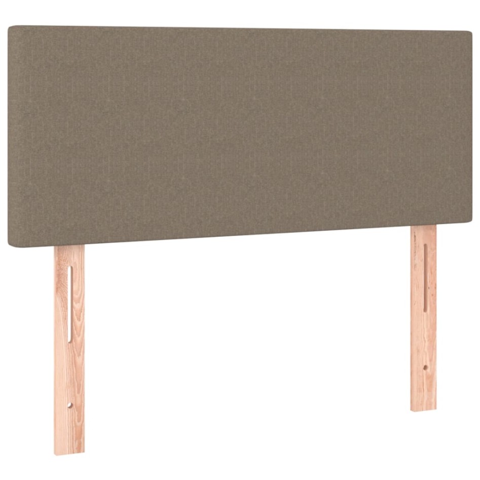 Cama box spring con colchón LED tela gris taupe 80x200
