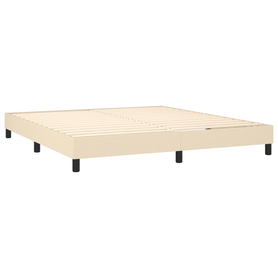 Cama box spring con colchón y LED tela crema 160x200