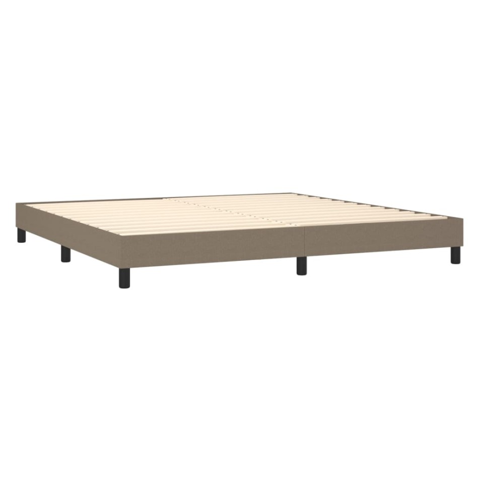 Cama box spring con colchón LED tela gris taupe 200x200