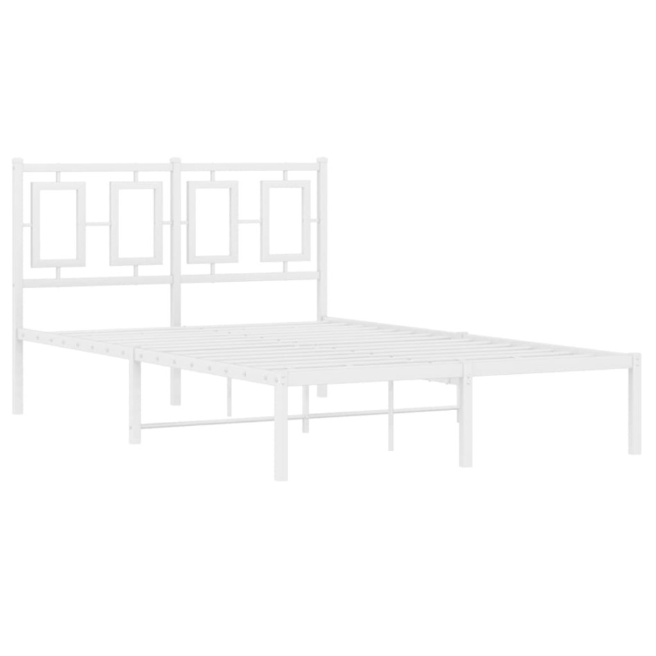 Estructura de cama de metal con cabecero blanca 120x190