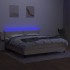Cama box spring colchón y luces LED tela crema 160x200