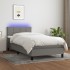 Cama box spring colchón y luces LED tela gris oscuro 100x200