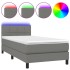 Cama box spring colchón y luces LED tela gris oscuro 100x200