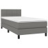 Cama box spring colchón y luces LED tela gris oscuro 100x200